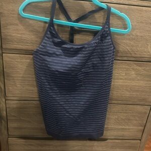 Athleta Top Navy Stripped Tank Top Size Large